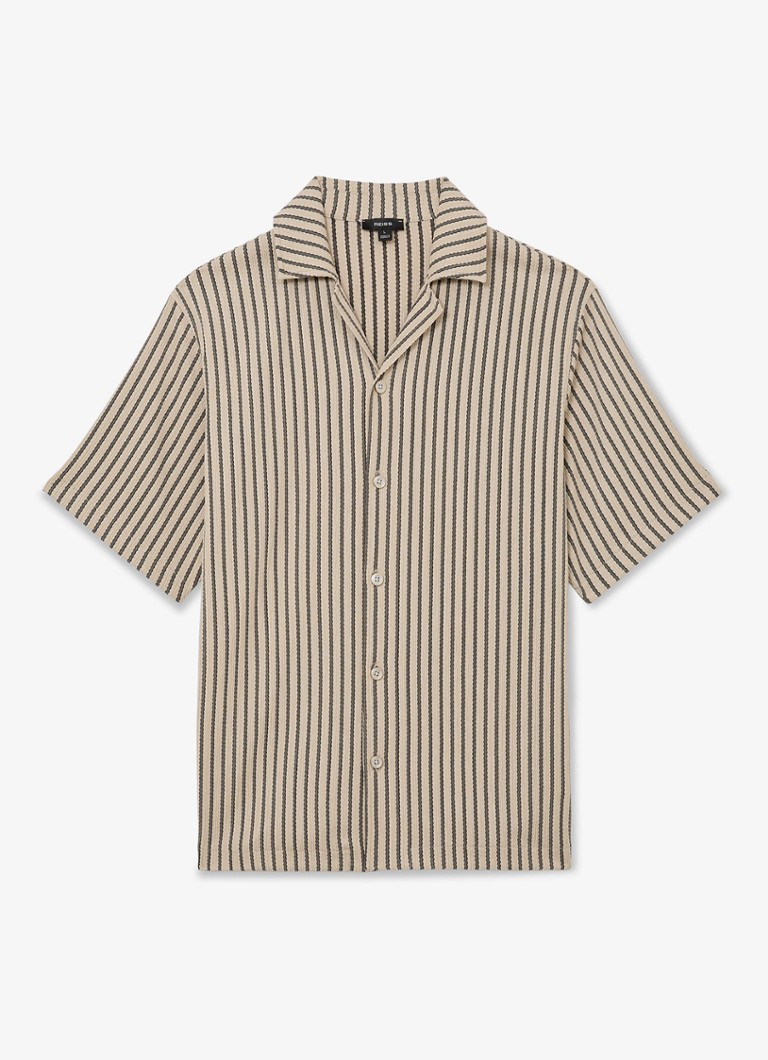 Reiss Heren Griff regular fit overhemd met streepprint in de kleur Donkergrijs