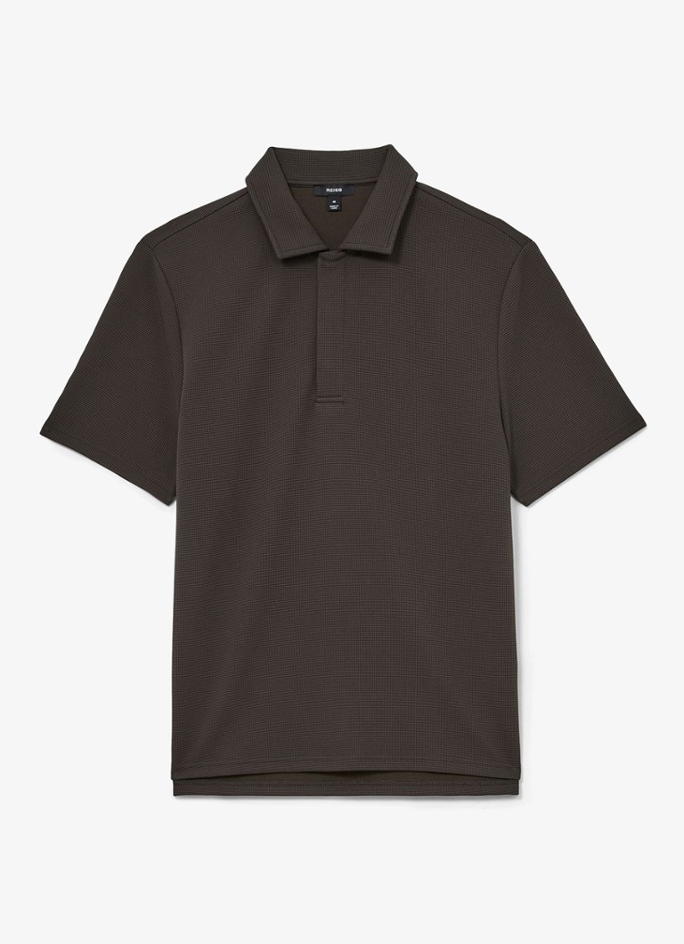 Reiss Heren Reed regular fit polo met wafelstructuur in de kleur Brown / Bruin