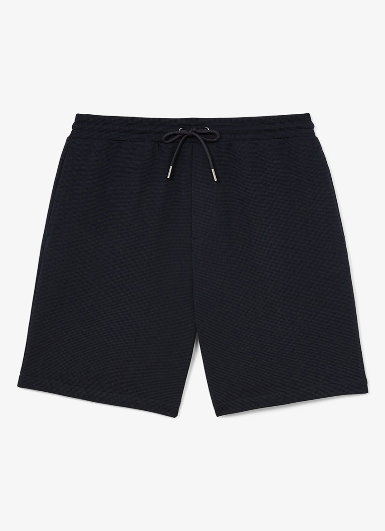 Reiss Heren Renly straight fit korte joggingbroek met wafelstructuur in de kleur Navy / Blauw