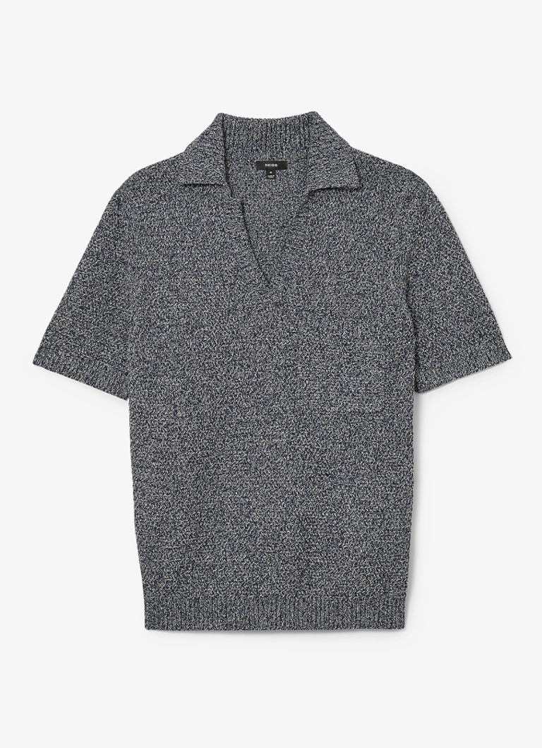 Reiss Heren Regular fit polo met gemêleerd dessin in de kleur Indigo Blue / Blauw
