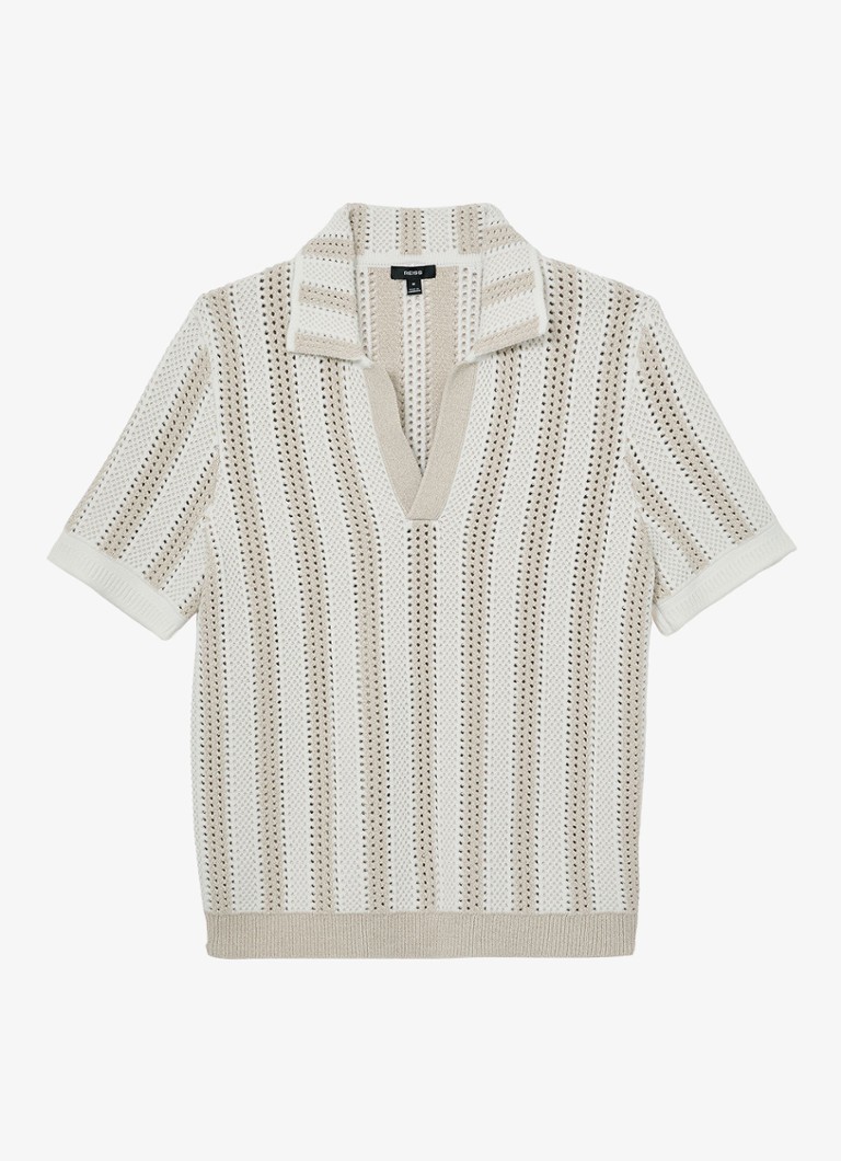 Reiss Heren GLOBE polo met streepprint in de kleur Beige