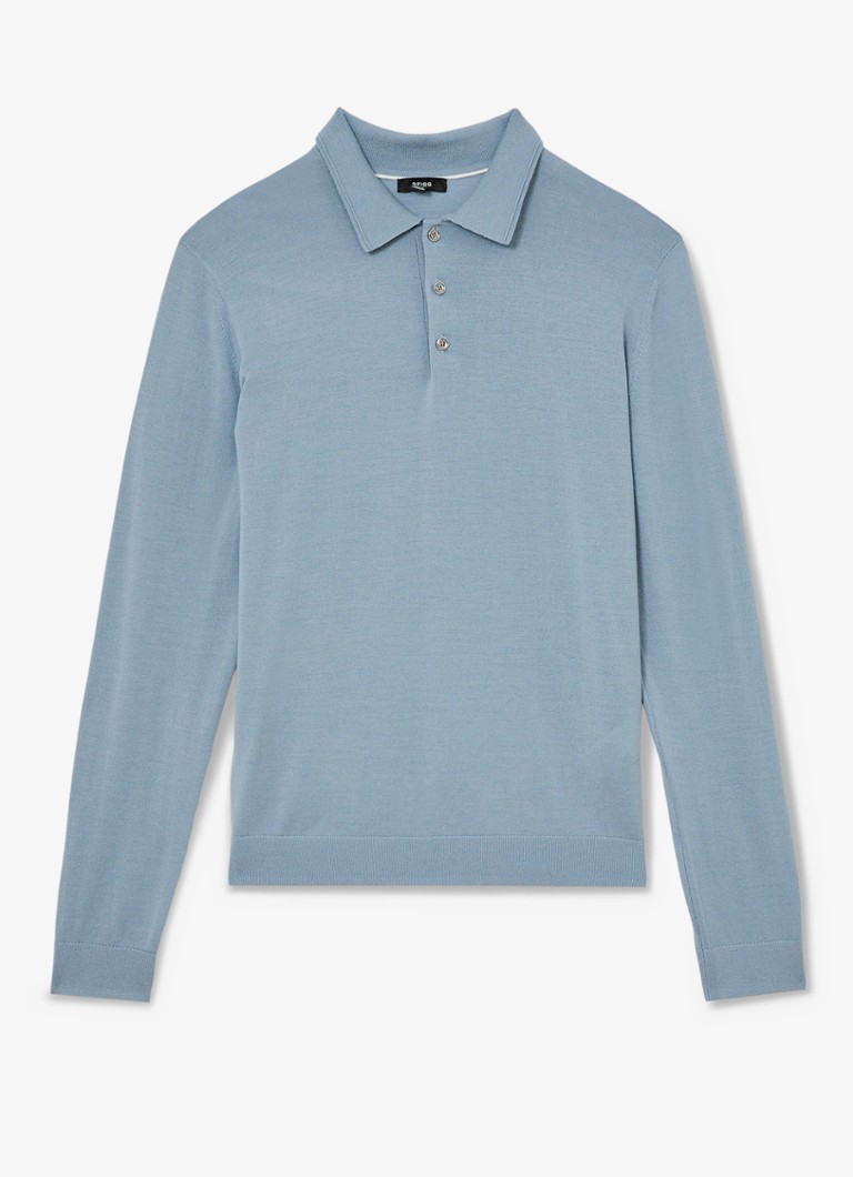 Reiss Heren Trafford regular fit polo van merino wol in de kleur Lichtblauw