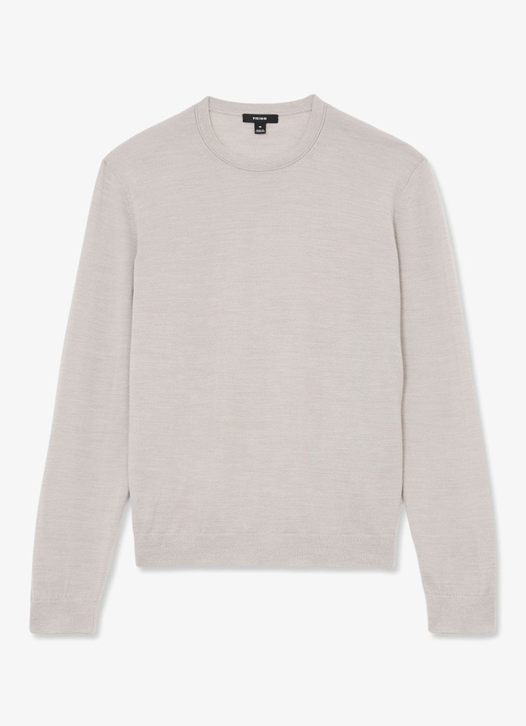 Reiss Heren Wessex fijngebreide trui van merino wol in de kleur Beige