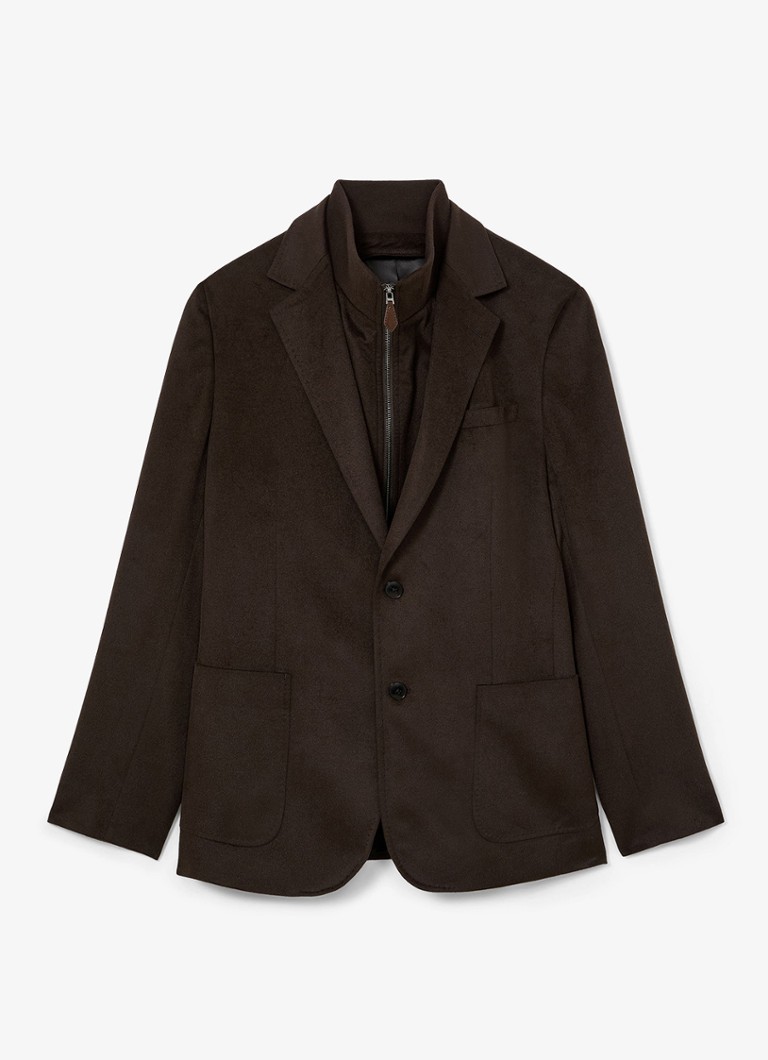 Reiss Heren Patch regular fit colbert in wolblend in de kleur Chocoladebruin