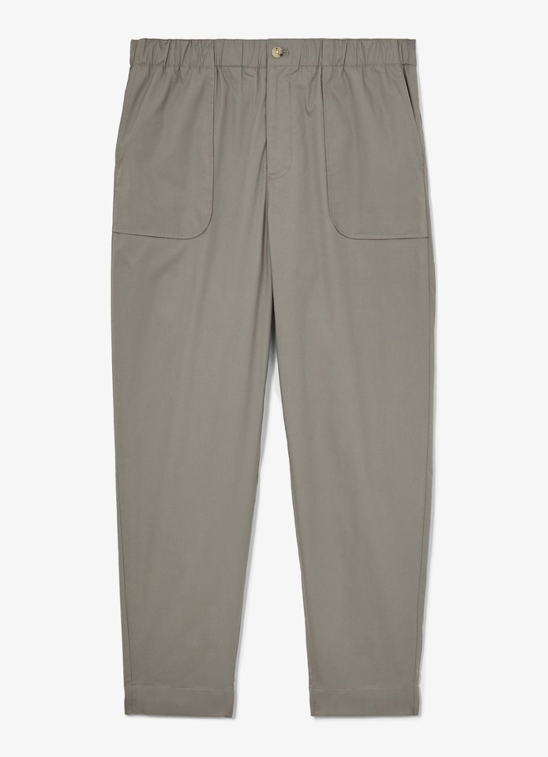 Reiss Heren SNAP Cotton-Blend Lightweight Tapered Trousers in de kleur Olijfgroen