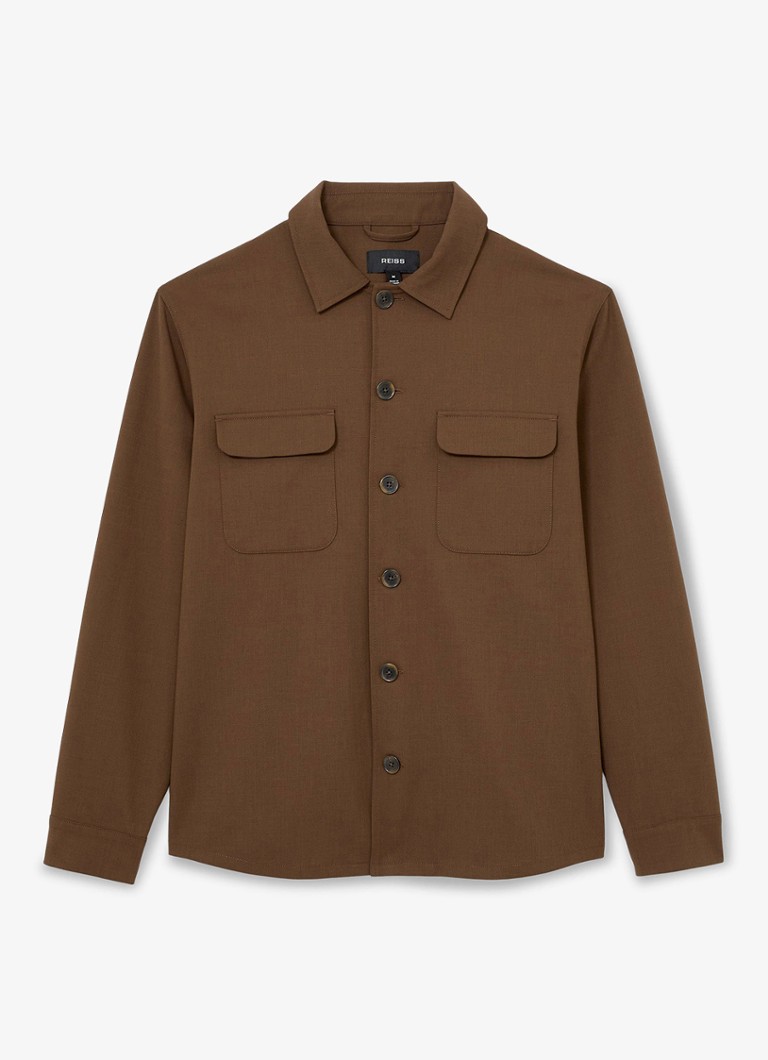 Reiss Heren Regular fit overshirt met borstzak in de kleur Bruin