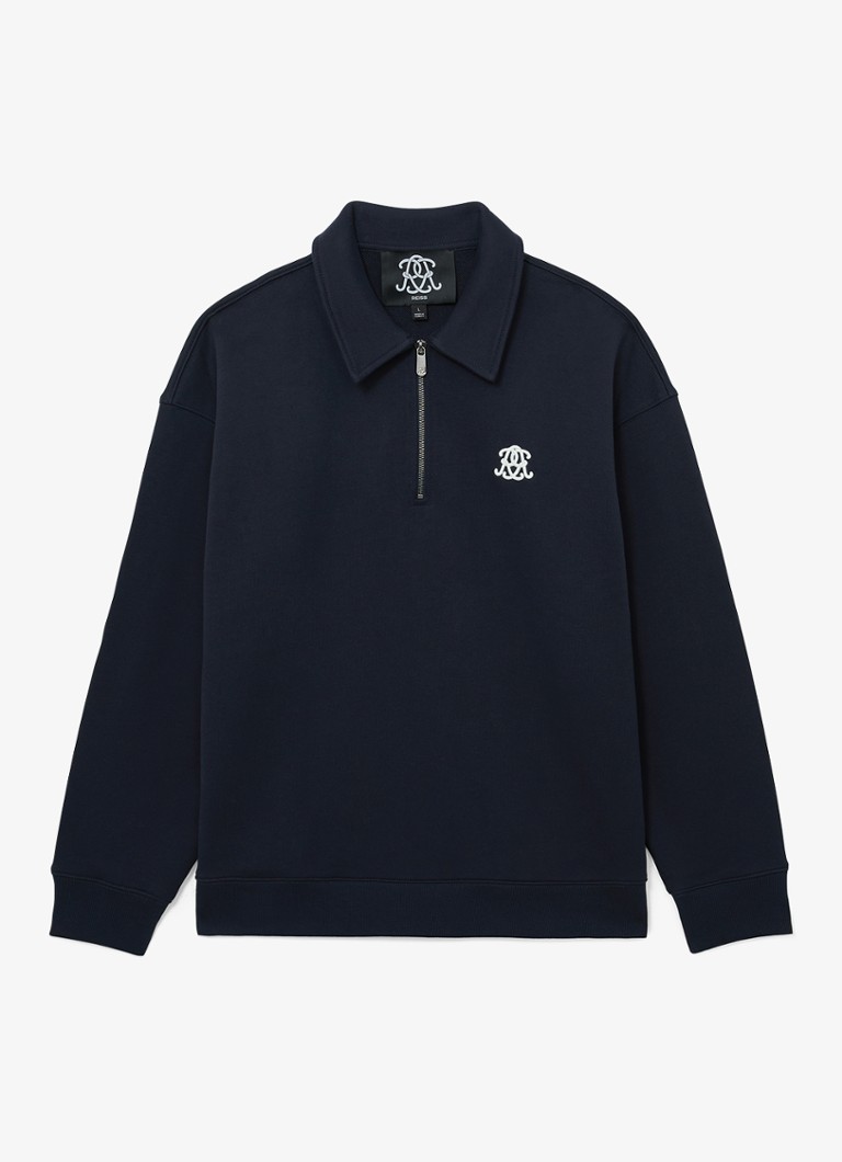 Reiss Heren Sweater met halve rits in de kleur Donkerblauw