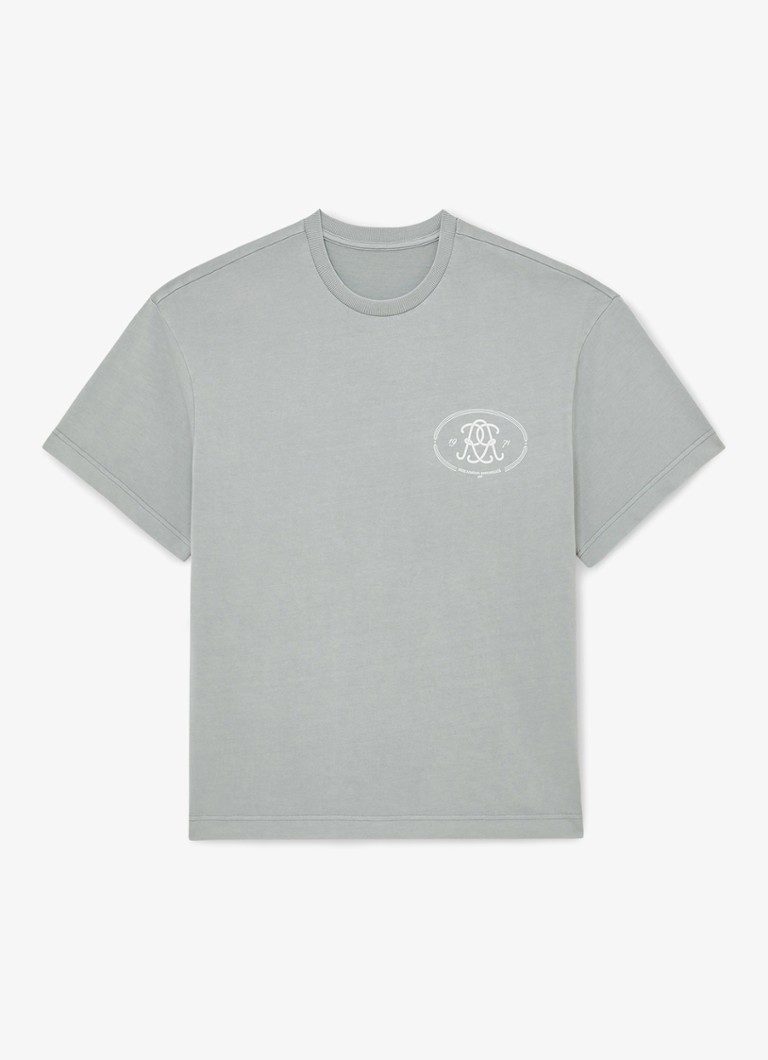 Reiss Heren CLEMENT Monogram-Print Pigment-Dyed Relaxed T-Shirt in de kleur Blauw
