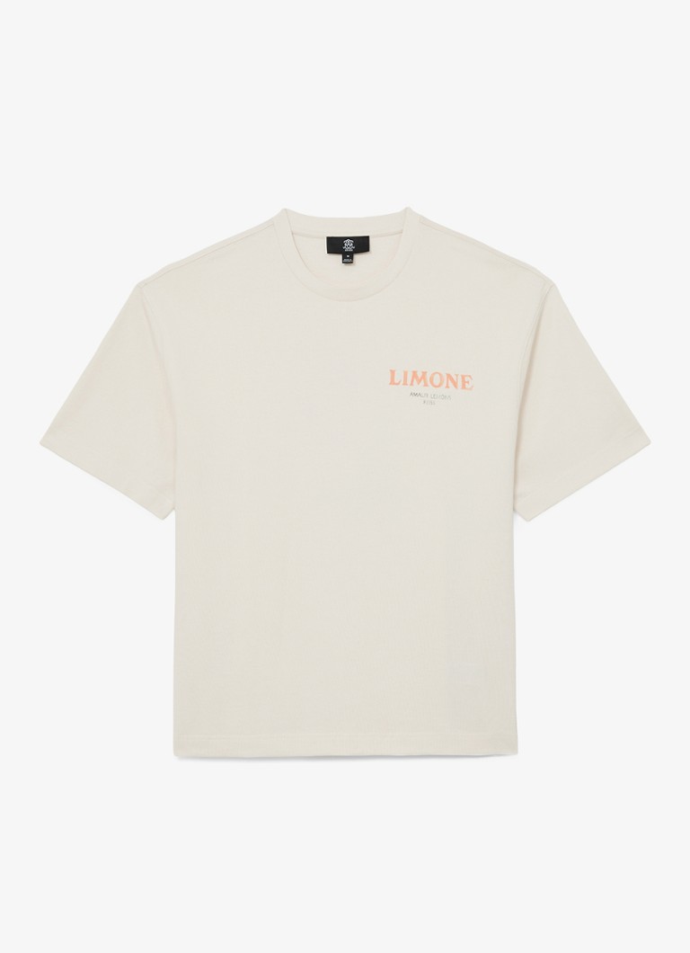 Reiss Heren Calvino T-shirt met front- en backprint in de kleur Gebroken wit