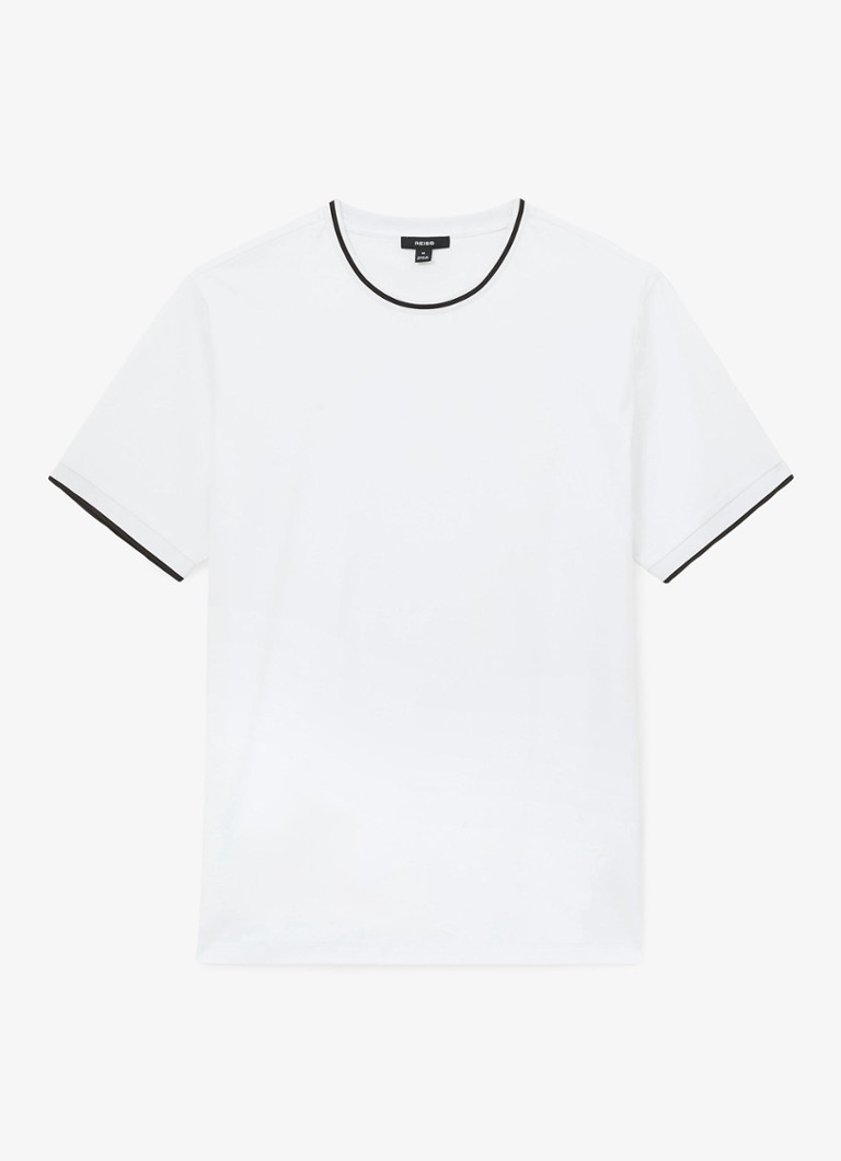 Reiss Heren Ainsley T-shirt met gestreept detail in de kleur White / Wit