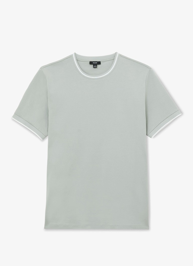 Reiss Heren Ainsley T-shirt met gestreept detail in de kleur Lindegroen