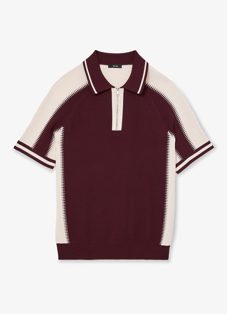 Reiss Heren Elmers regular fit polo met colour blocking in de kleur Bordeauxrood
