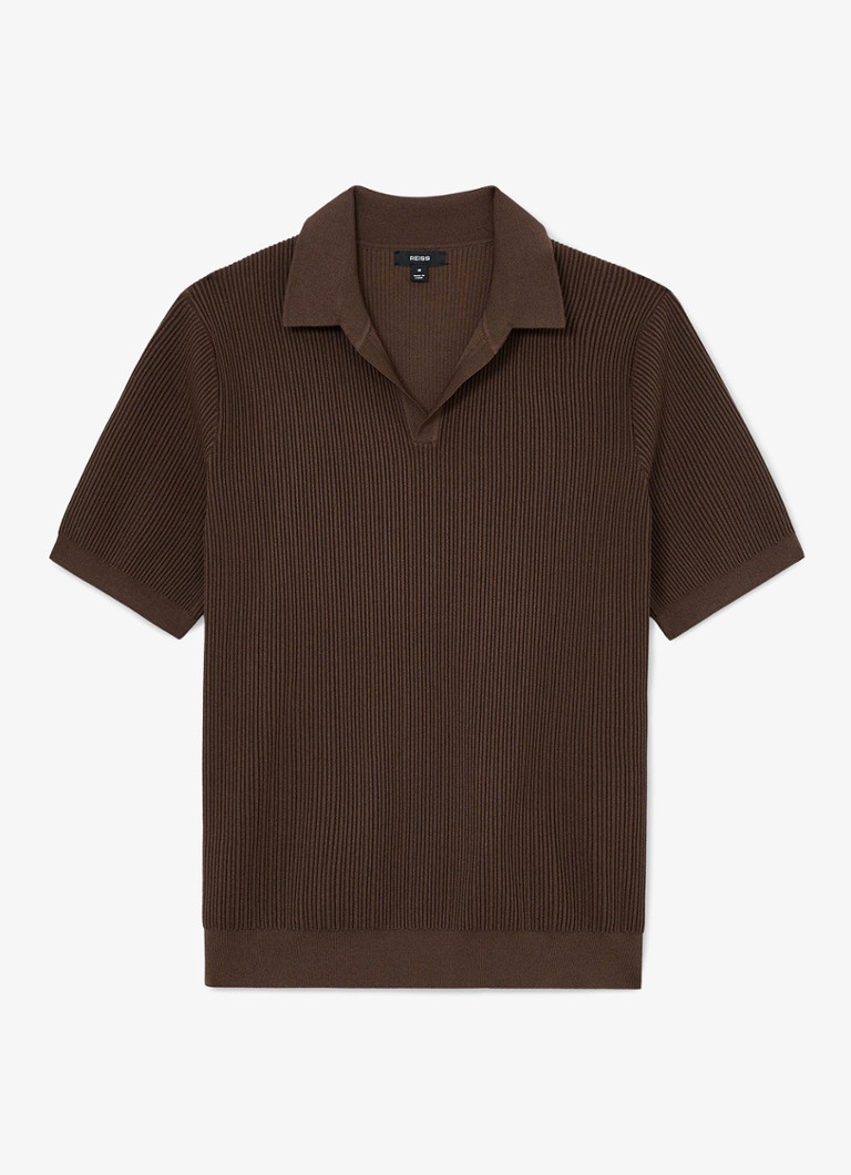 Reiss Heren Sailor regular fit polo met ribstructuur in de kleur Chocoladebruin