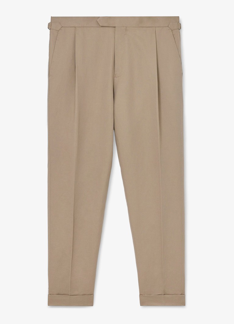 Reiss Heren Com tapered fit pantalon in linnenblend in de kleur Beige