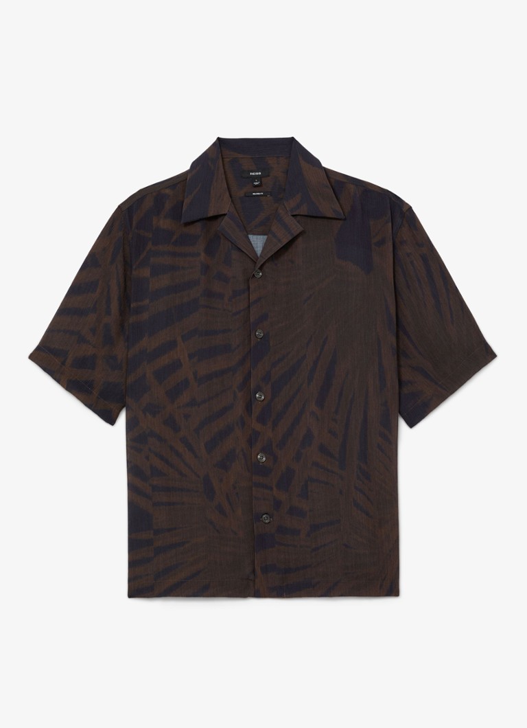Reiss Heren Shindora regular fit overhemd met grafische print in de kleur Bruin
