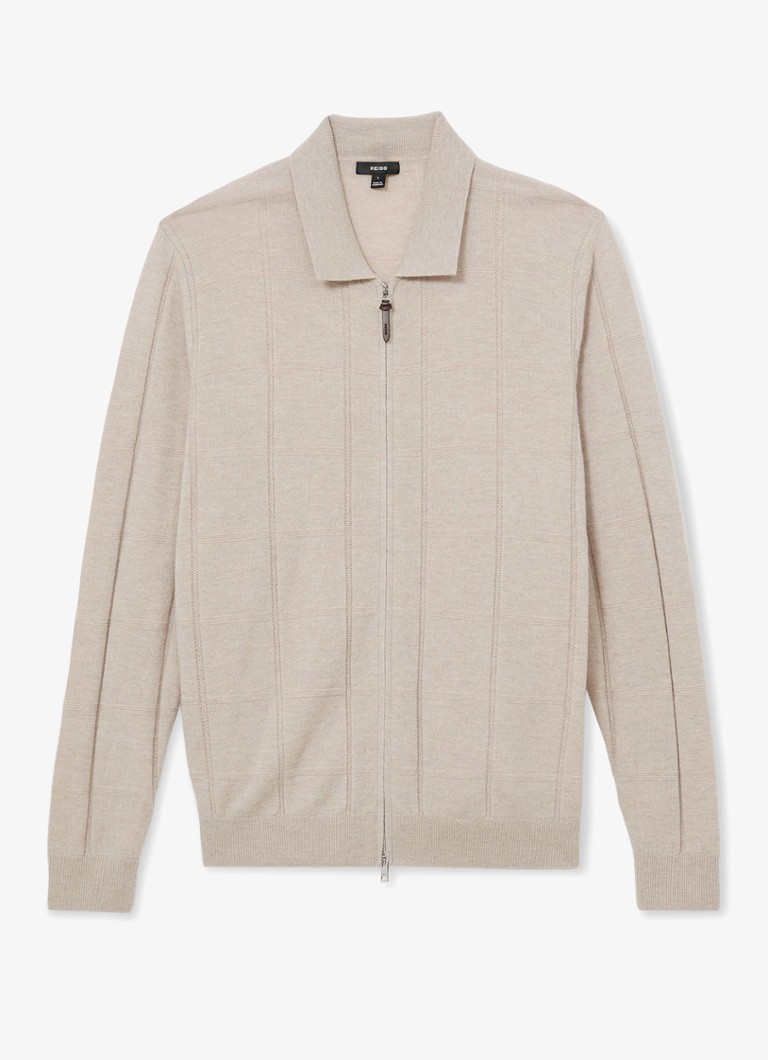 Reiss Heren Martindale fijngebreid vest met structuur in de kleur Oatmeal / Beige