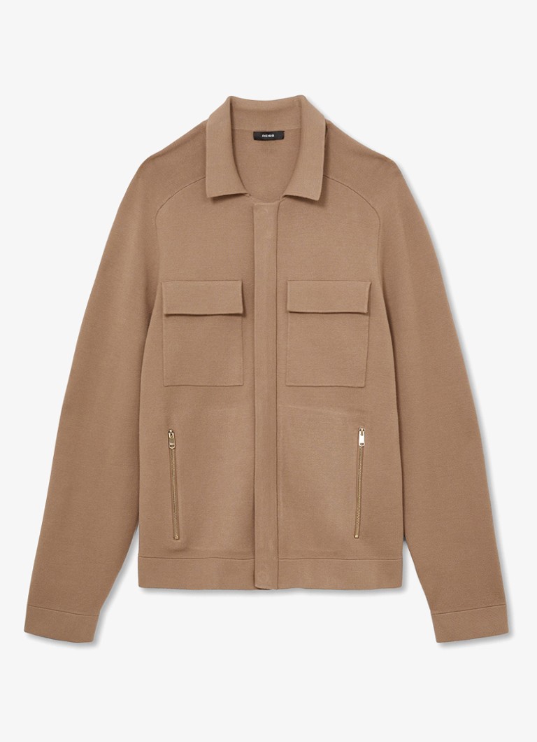 Reiss Heren Fleetwood jack met borstzakken in de kleur Camel