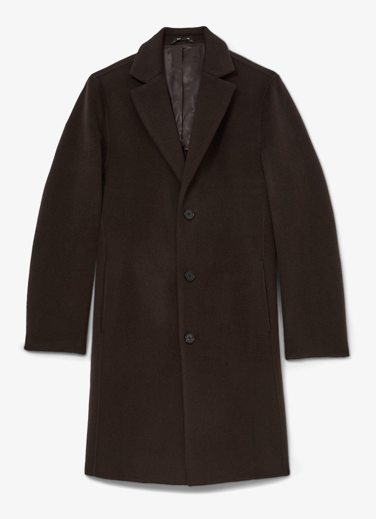 Reiss Heren Knight mantel in wolblend in de kleur Donkerbruin