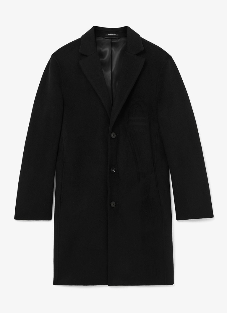 Reiss Heren Knight mantel in wolblend in de kleur Black / Zwart
