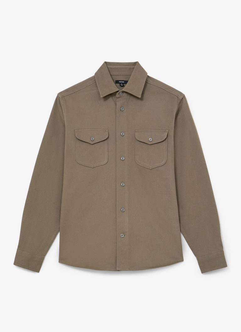 Reiss Heren Astra regular fit overshirt met borstzakken in de kleur Beige
