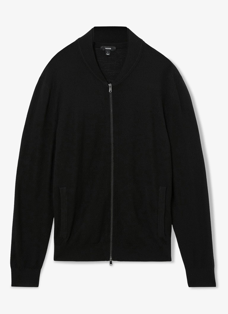 Reiss Heren Petersham vest van merino wol in de kleur Black / Zwart