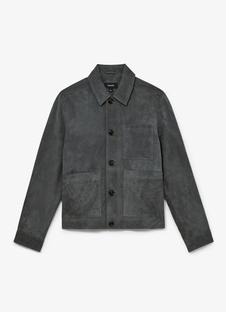 Reiss Heren Wilstead lerenjas van suède in de kleur Blauw