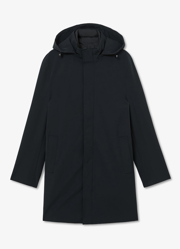 Reiss Heren Hilson hybride mantel met gilet-inzet en afneembare capuchon in de kleur Navy / Blauw