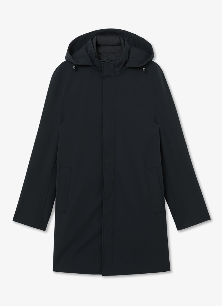 Reiss Heren Hilson hybride mantel met gilet-inzet en afneembare capuchon in de kleur Donkerblauw