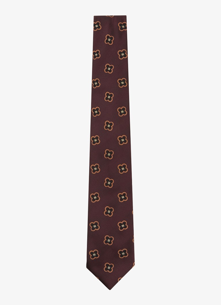 Reiss Heren Carmelo stropdas in zijdeblend met print in de kleur Bordeauxrood