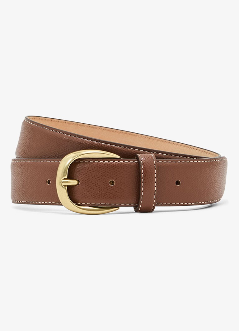 Reiss Heren Pierce riem van leer met structuur in de kleur Zand