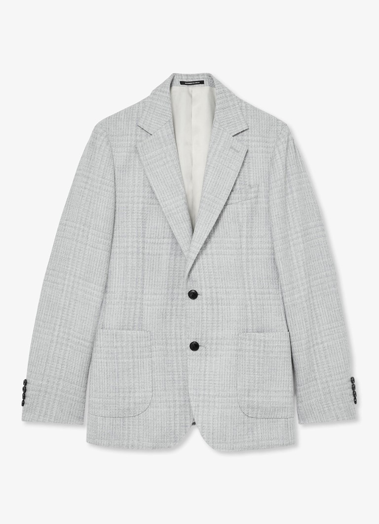 Reiss Heren Joe single-breasted blazer in wolblend met ruitdessin in de kleur Grey / Grijs