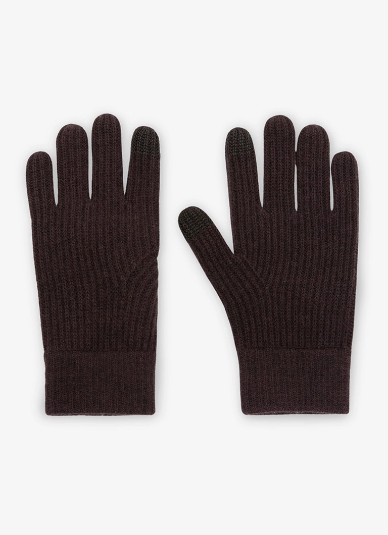 Reiss Heren Lawson ribgebreide handschoenen van merino wol in de kleur Donkerbruin