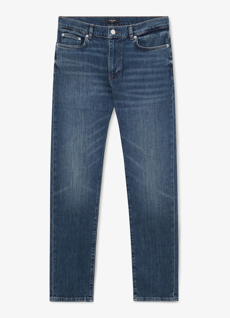 Reiss Heren Floyd slim fit jeans met steekzakken in de kleur Donkerblauw