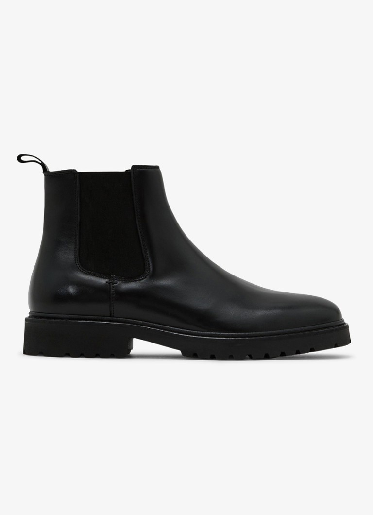 Reiss Heren Milton chelsea boot van leer in de kleur Zwart