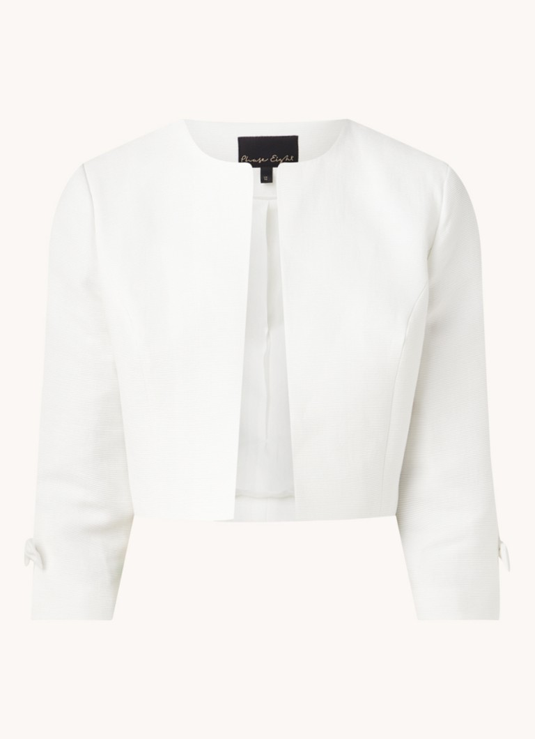 Phase Eight Dames Zoelle cropped blazer met strikdetail en structuur in de kleur Gebroken wit