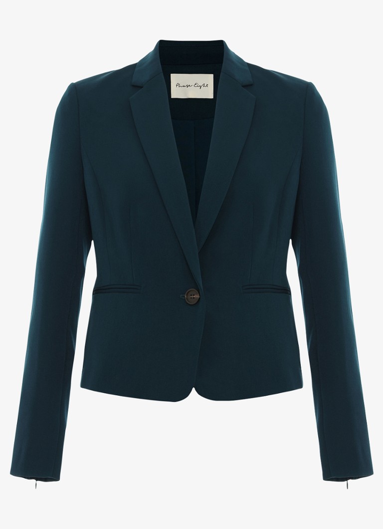 Phase Eight Dames Arabella cropped blazer met paspelzakken in de kleur Donkergroen
