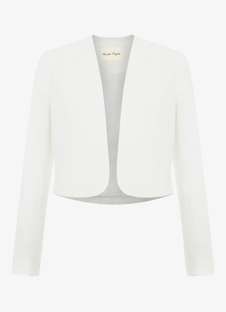 Phase Eight Dames Olivia cropped blazer met paspelzakken in de kleur Wit