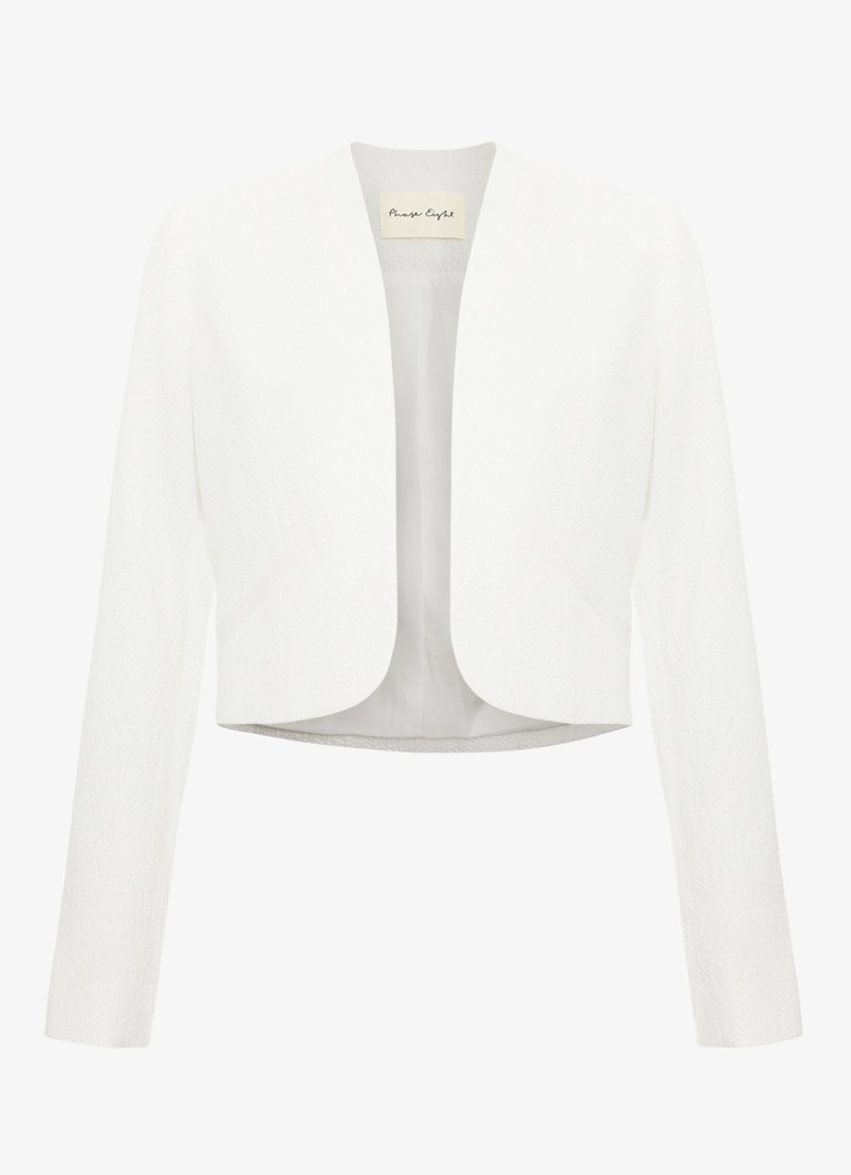 Phase Eight Dames Olivia cropped blazer met paspelzakken in de kleur Wit