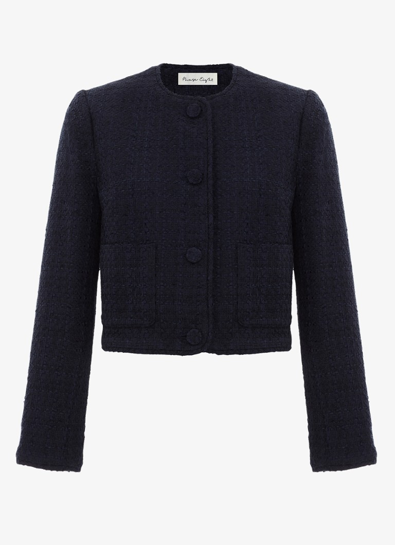 Phase Eight Dames Ripley jack van bouclé met steekzakken in de kleur Donkerblauw