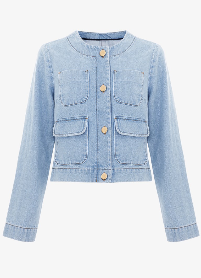 Phase Eight Dames Ripley cropped spijkerjas met klepzakken in de kleur Indigo