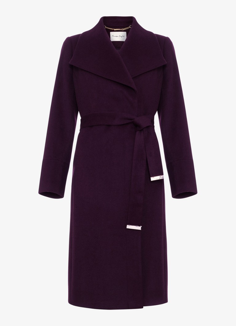 Phase Eight Dames Petite Nicci mantel in wolblend in de kleur Paars
