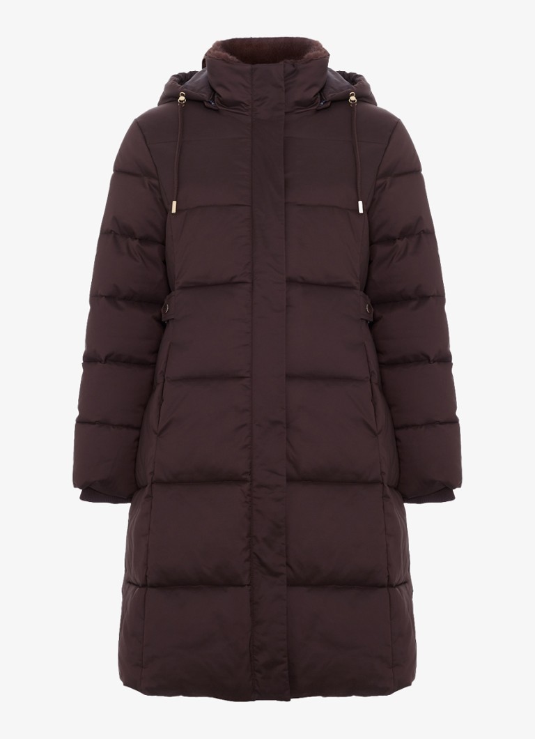 Phase Eight Dames Yasmine puffer jas met afneembare capuchon in de kleur Aubergine