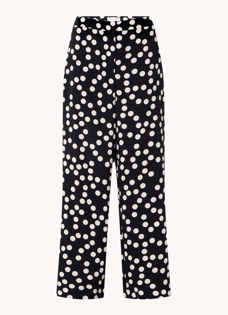 Phase Eight Dames Mairead high waist wide fit pantalon met stippenprint in de kleur Donkerblauw