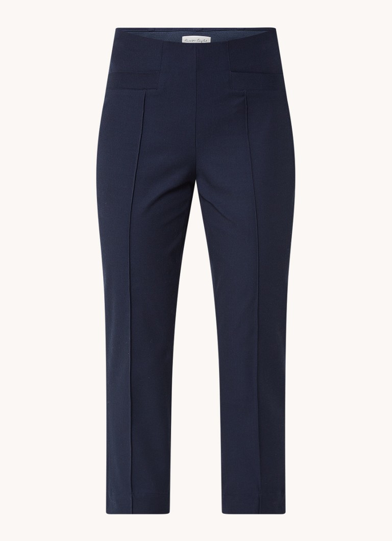 Phase Eight Dames Miah high waist cropped slim fit pantalon met siernaad in de kleur Donkerblauw