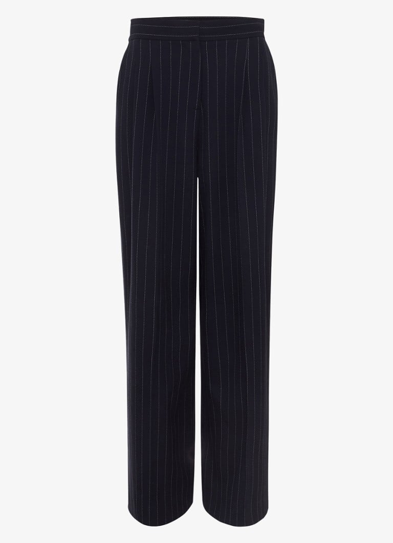 Phase Eight Dames Pia high waist wide fit pantalon met krijtstreep en lurex in de kleur Donkerblauw