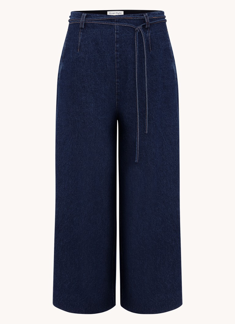 Phase Eight Dames Aubrielle high waist wide fit cullote met donkere wassing in de kleur Denim