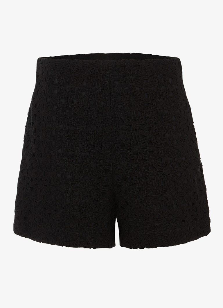 Phase Eight Dames Maeva mid waist straight fit korte broek met borduring in de kleur Zwart