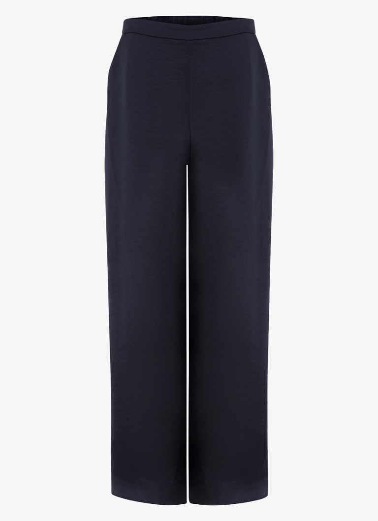 Phase Eight Dames Beccy wide fit pantalon van satijn met steekzakken in de kleur Blauw