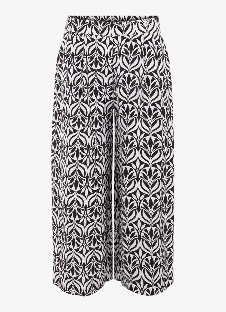 Phase Eight Dames Josie mid waist wide fit broek met print in de kleur Zwart