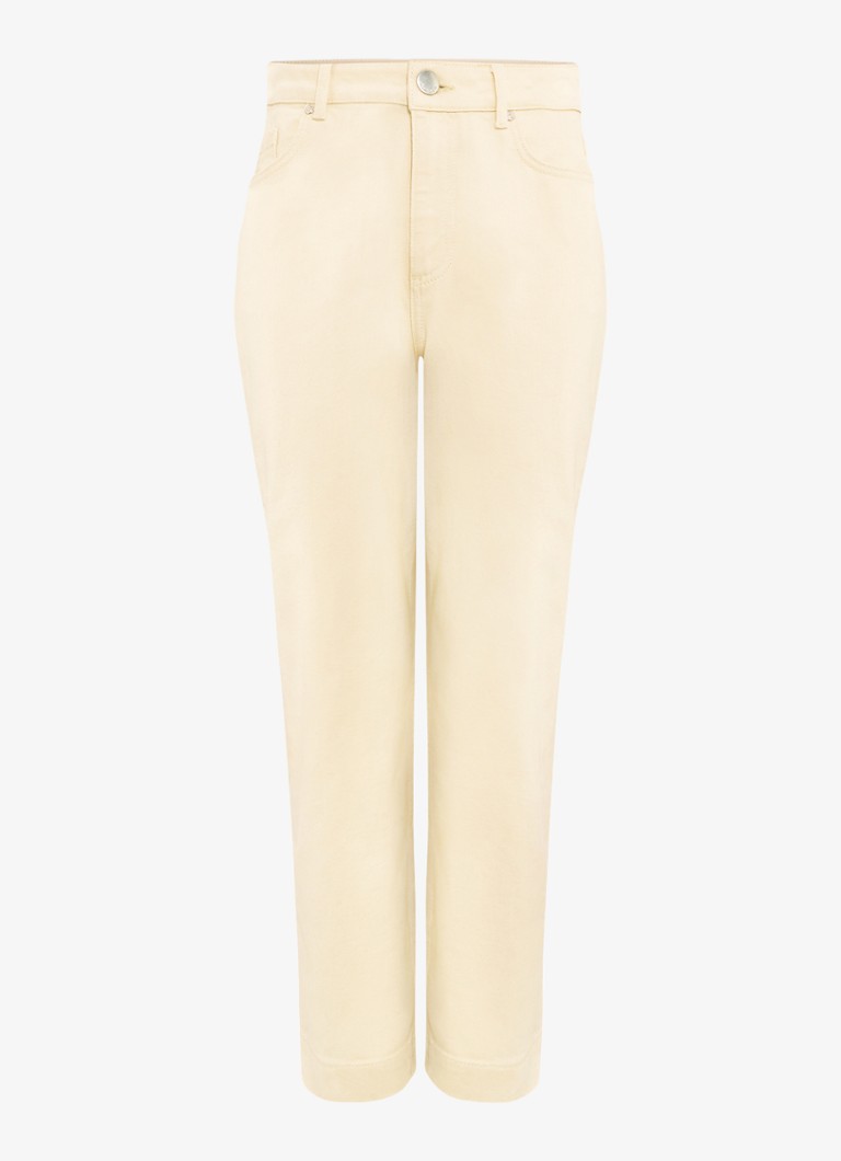 Phase Eight Dames Lexi high waist cropped tapered fit jeans met steekzakken in de kleur Vanillegeel